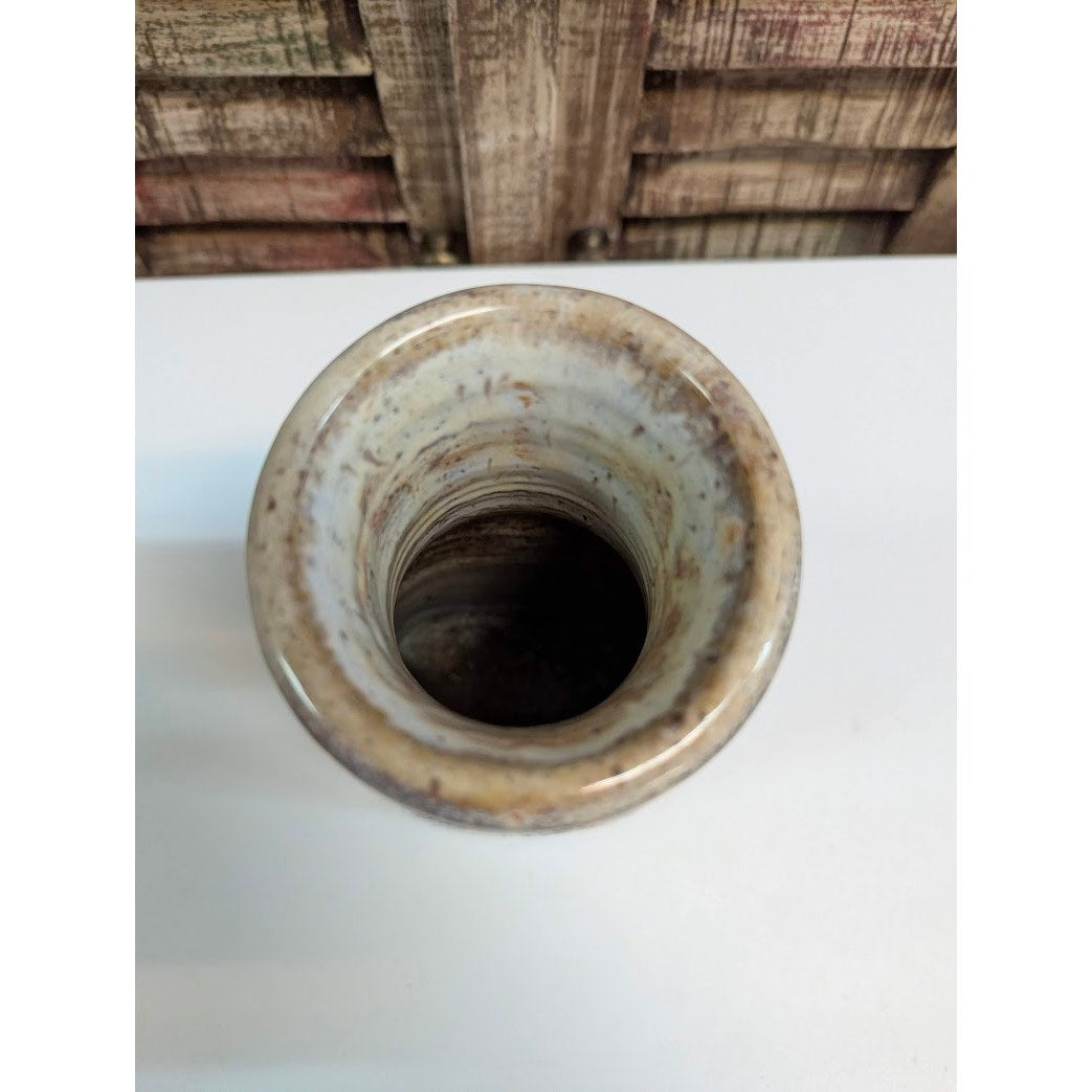 Vintage Studio Pottery Earth Tone Ceramic Bud Vase Wheat Leaf Signed