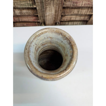 Vintage Studio Pottery Earth Tone Ceramic Bud Vase Wheat Leaf Signed