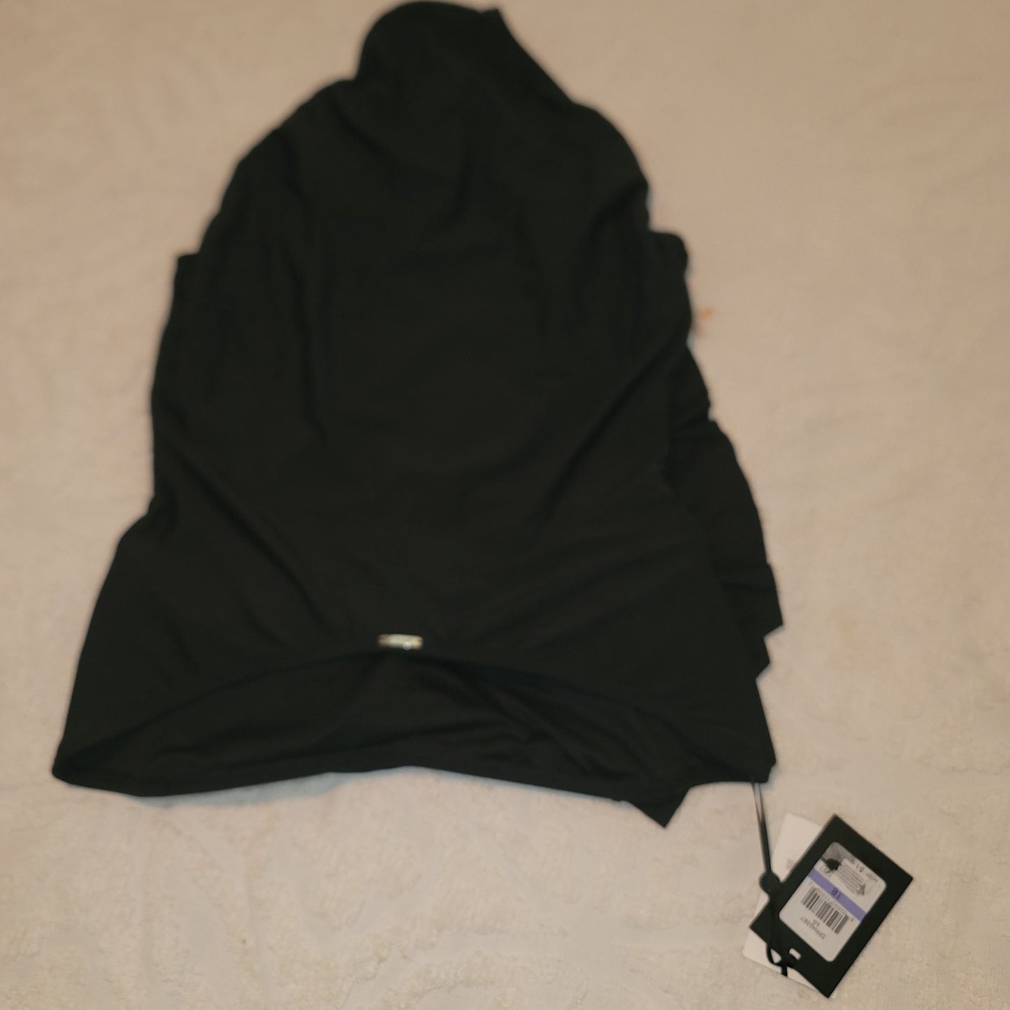 DKNY NEW Swimsuit Size 18 Black One Piece Removable strap Halter  ruffle
