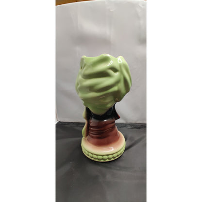 Vintage 1950s 9" Female Blackamoor African Head Vase Planter Turban Figurine