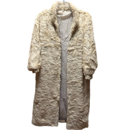 Vintage Winter White Genuine Fur Full-Length Maxi Coat Satin Lined Glamour