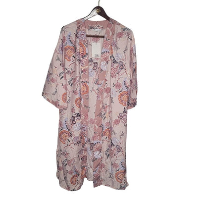 DR2 Rainn PINK Floral Kimono small / Extra Small NEW Open Front Knee Length New