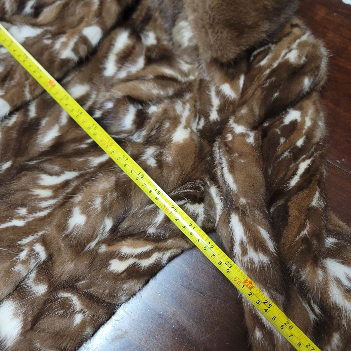 Vintage Smart MINK waist high Genuine Jacket coat pocket Removable collar Medium