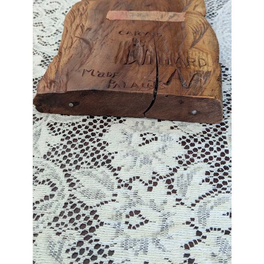 Antique Palauan Storyboard Hand Carved Wood Relief Folk Art Signed Willard Deocr