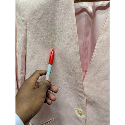 Peter Nygard Light Pink Linen Single-Button Blazer Jacket