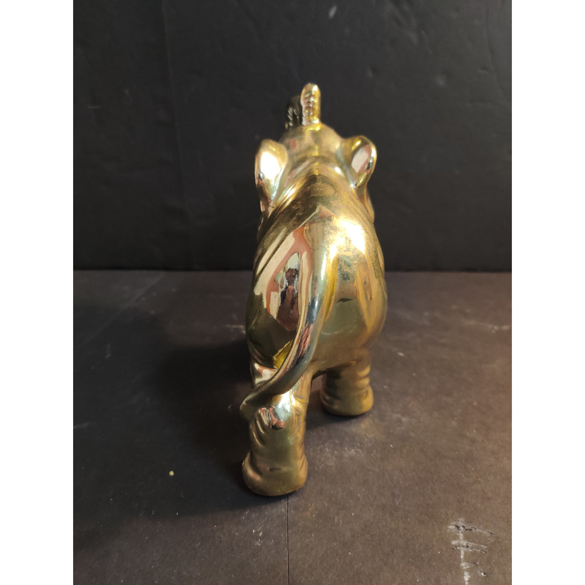 Vintage Mid-Century Japanese Gold Gilt Ceramic Elephant Figurine