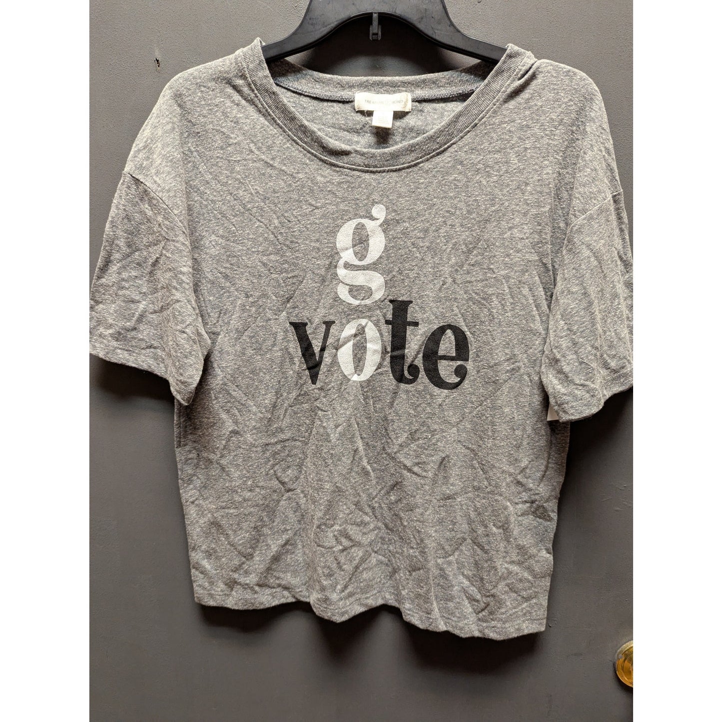 Treasure & Bond Gray "GO VOTE" Graphic Short Sleeve T-Shirt Size Small NWT