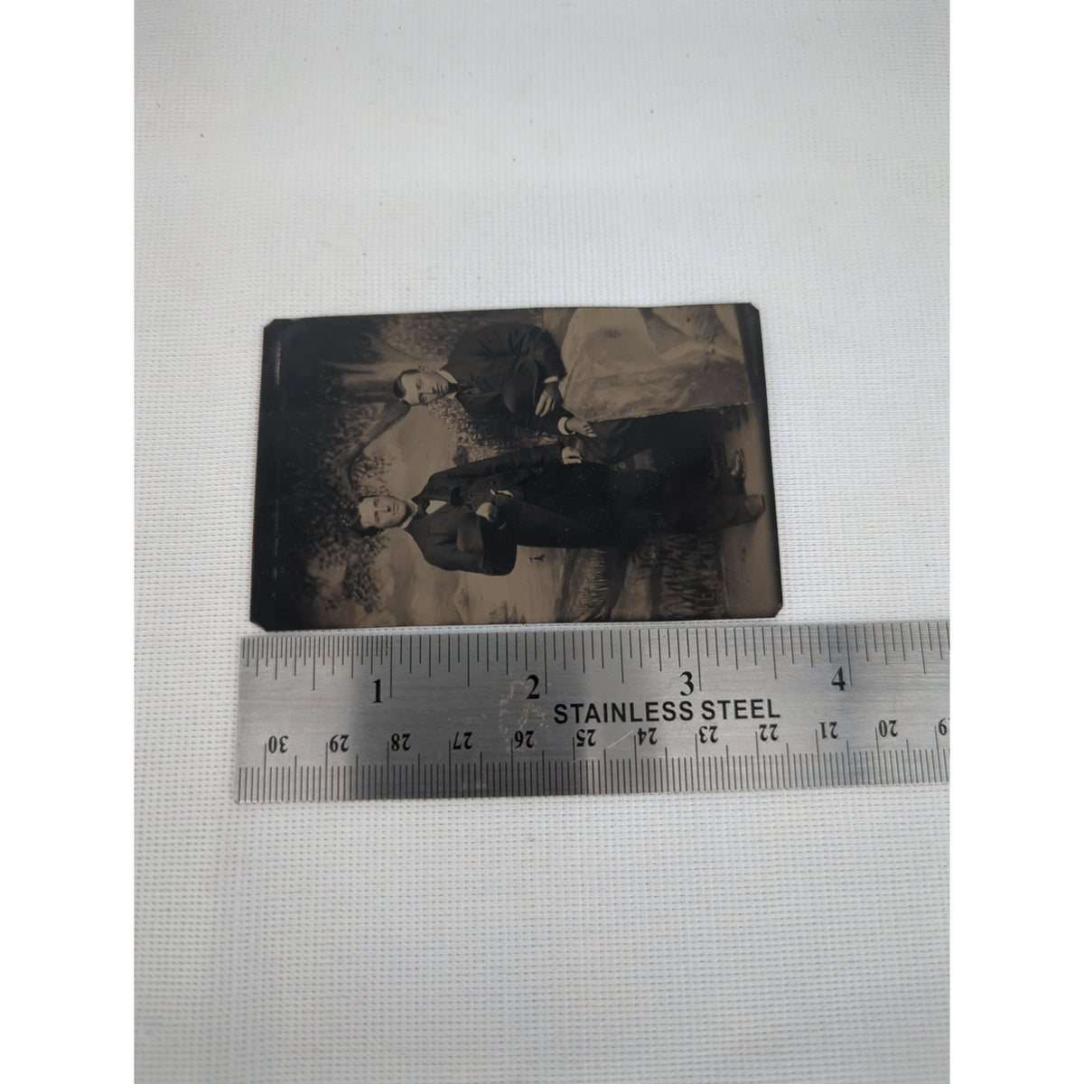 Antique Tintype Photograph Two Men Studio Portrait 19th Century