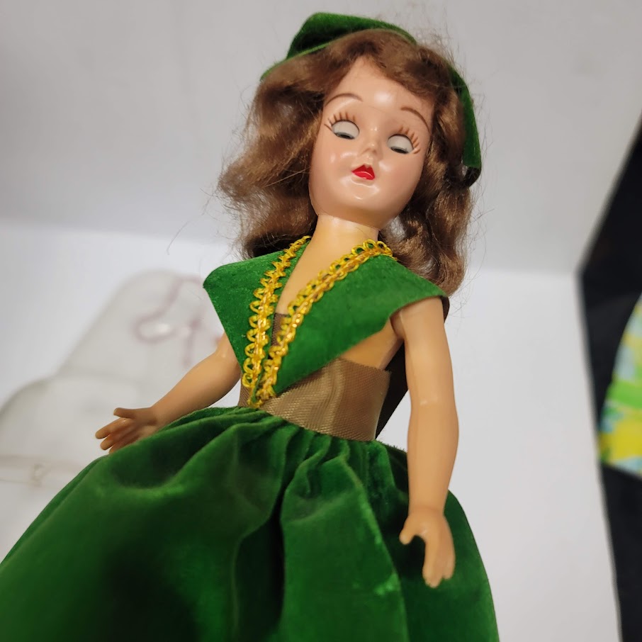 Vintage Emerald May Birthstone Doll 7” Rubber Band Attachment Inside w/ Dome