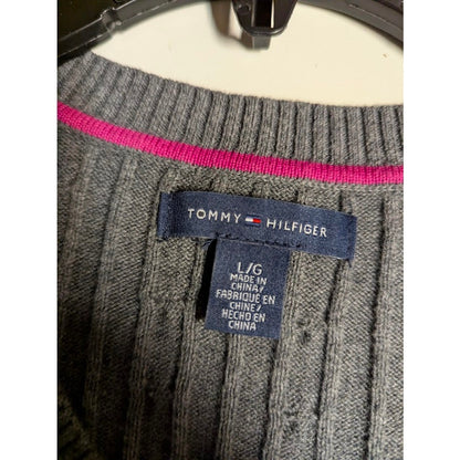 Vintage Tommy Hilfiger Dark Gray Ribbed V-Neck Sweater Size Large Preppy Career