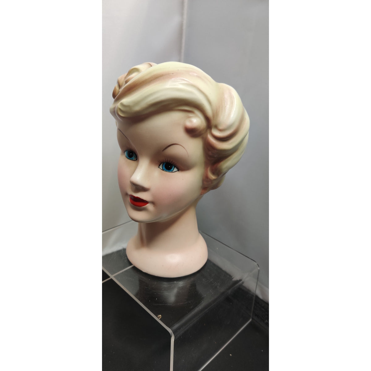 Vintage 1950s Blonde Glamour Lady Head Vase Planter Collectible Kitsch MCM