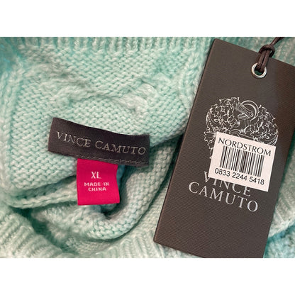 NWT Vince Camuto Cable Knit Mock Neck Sweater Sz XL/Extra Large Sea Mist