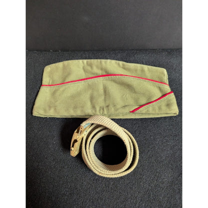 Vintage 2 Pc. 1950-1960 Boy Scouts of America Garrison Cap Green 10.25 and belt