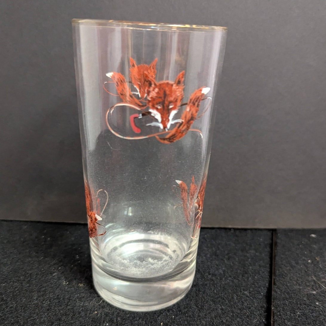 Vintage West Virginia Glass Running Fox Highball Tumbler Glasses Mid-Century 6Pc