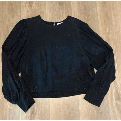 Zebra print blouse with balloon sleeves Size Medium 10 Keyhole back classic NEW