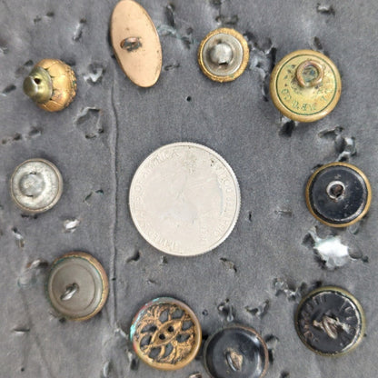 LOT FF of 10 Antique Vintage Victorian Brass Mixed Materials Buttons ESTATE FIND