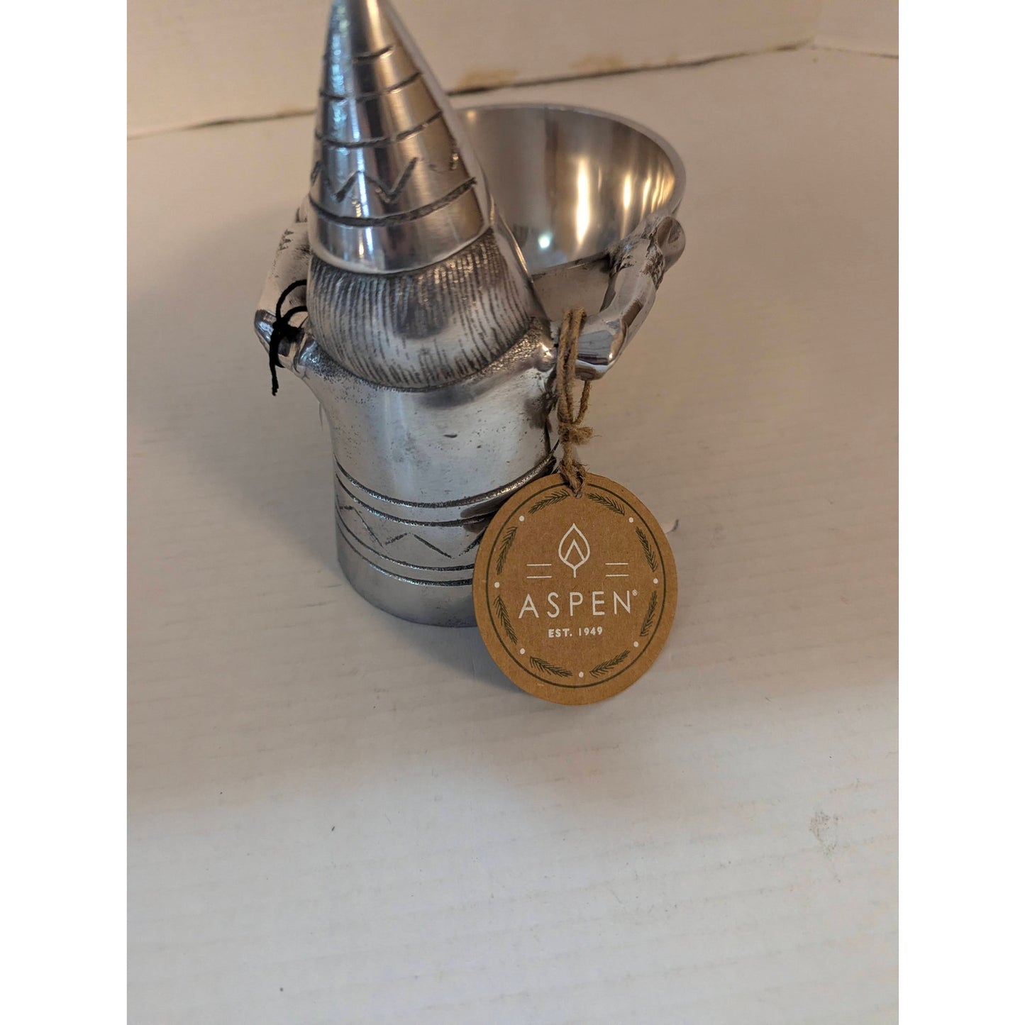 Aspen Home Metal Gnome Serving Bowl Character Candy Dish Cast Aluminum 6.5"