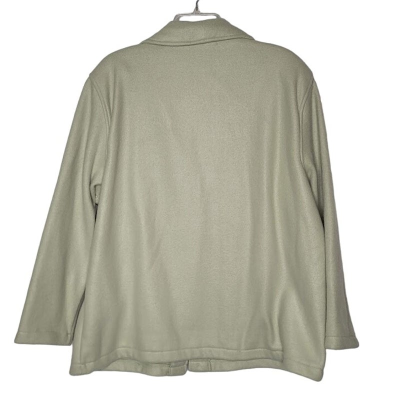 Alfred Dunner Wool Blend Lightweight Jacket XL Green Embroidery Long Sleeve