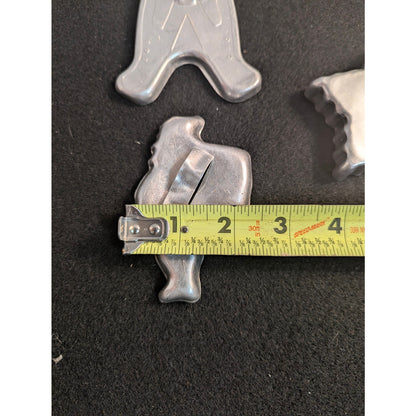 Vintage Metal Aluminum Christmas Cookie Cutters Handle Set of 5 Holiday
