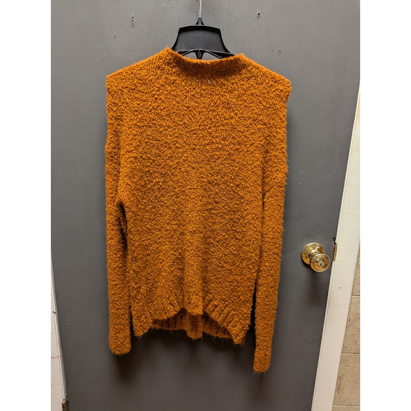 BP. Rust Orange Womens Long Sleeves Mock Neck Pullover Wool Blend Sweater Nubby