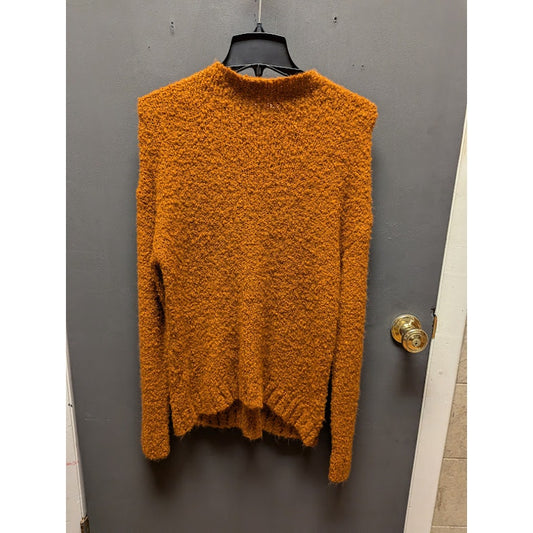 BP. Rust Orange Womens Long Sleeves Mock Neck Pullover Wool Blend Sweater Nubby
