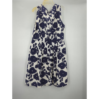 Alex Marie Women's Navy Blue and White Floral Sleeveless Dress 8