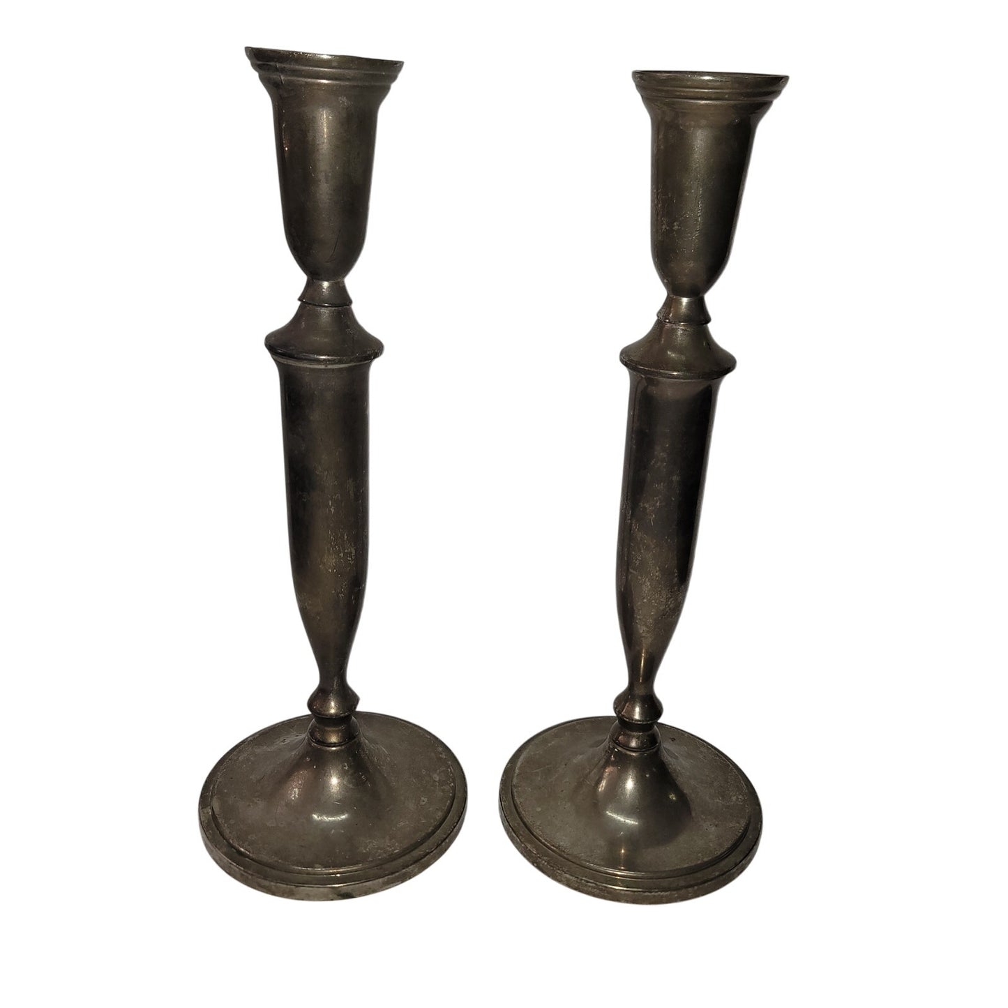 Pair tall candlesticks 11.6" tall silver plated matched set