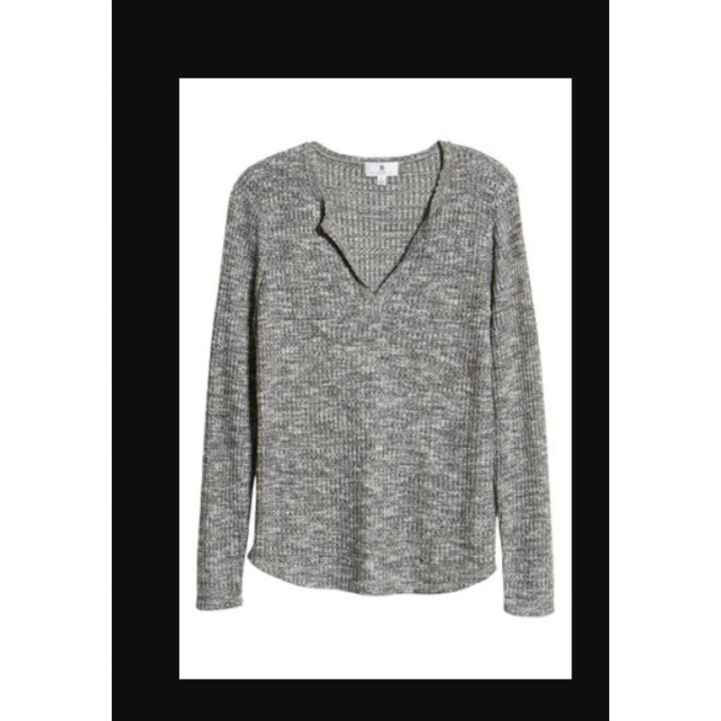 Socialite Women Size XS Long Sleeve waffle Knit Top Henley VNeck Thermal Shirt