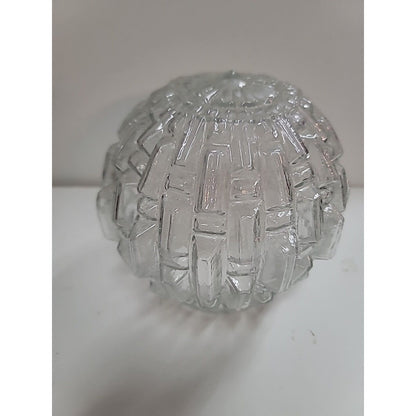 Vintage Mid Century Eagle MFG Co. Clear Cut Glass Globe 3" Fitter 6" Round. NICE
