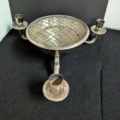 Vintage Silver Plate Epergne Centerpiece Bowl with Flower Frog Grate