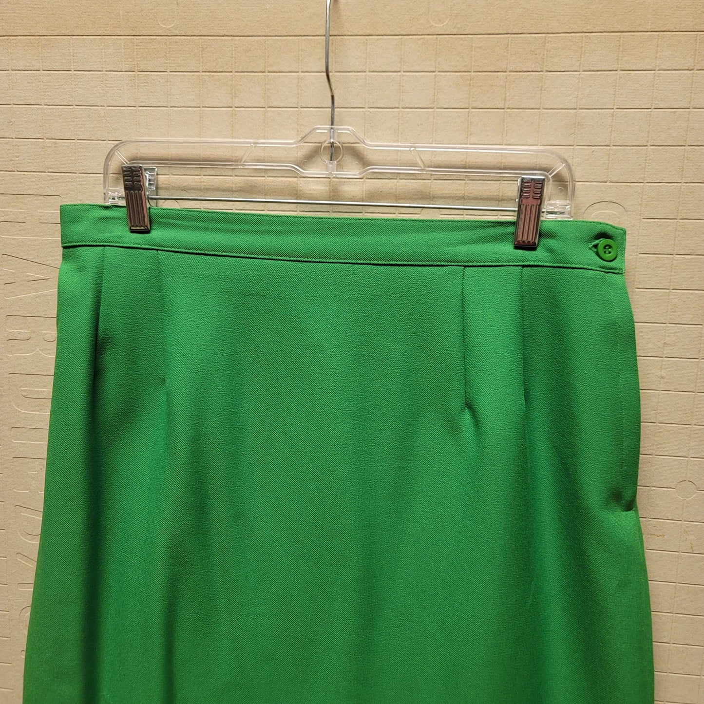 Vintage Leslie fay skirt green side zip button 1980s Knee Length Size 16 wiggle