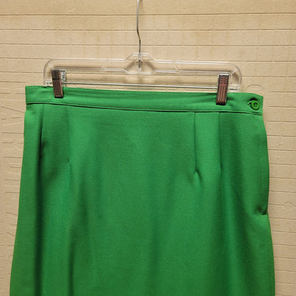 Vintage Leslie fay skirt green side zip button 1980s Knee Length Size 16 wiggle