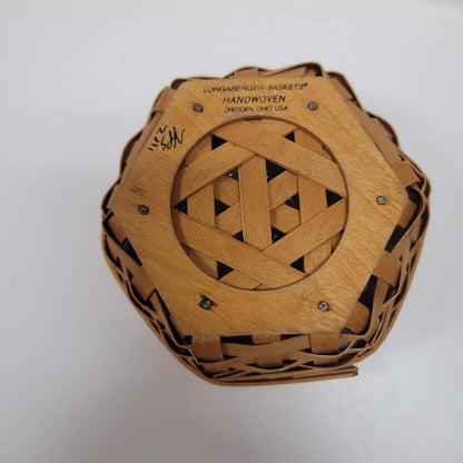 Longaberger 5.6" Vintage Wood Handwoven 2001 Basket brown small basket Liner