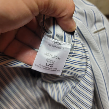Vince. Striped blazer Mens Size large Navy Light Blue 2 button Front 100% cotton