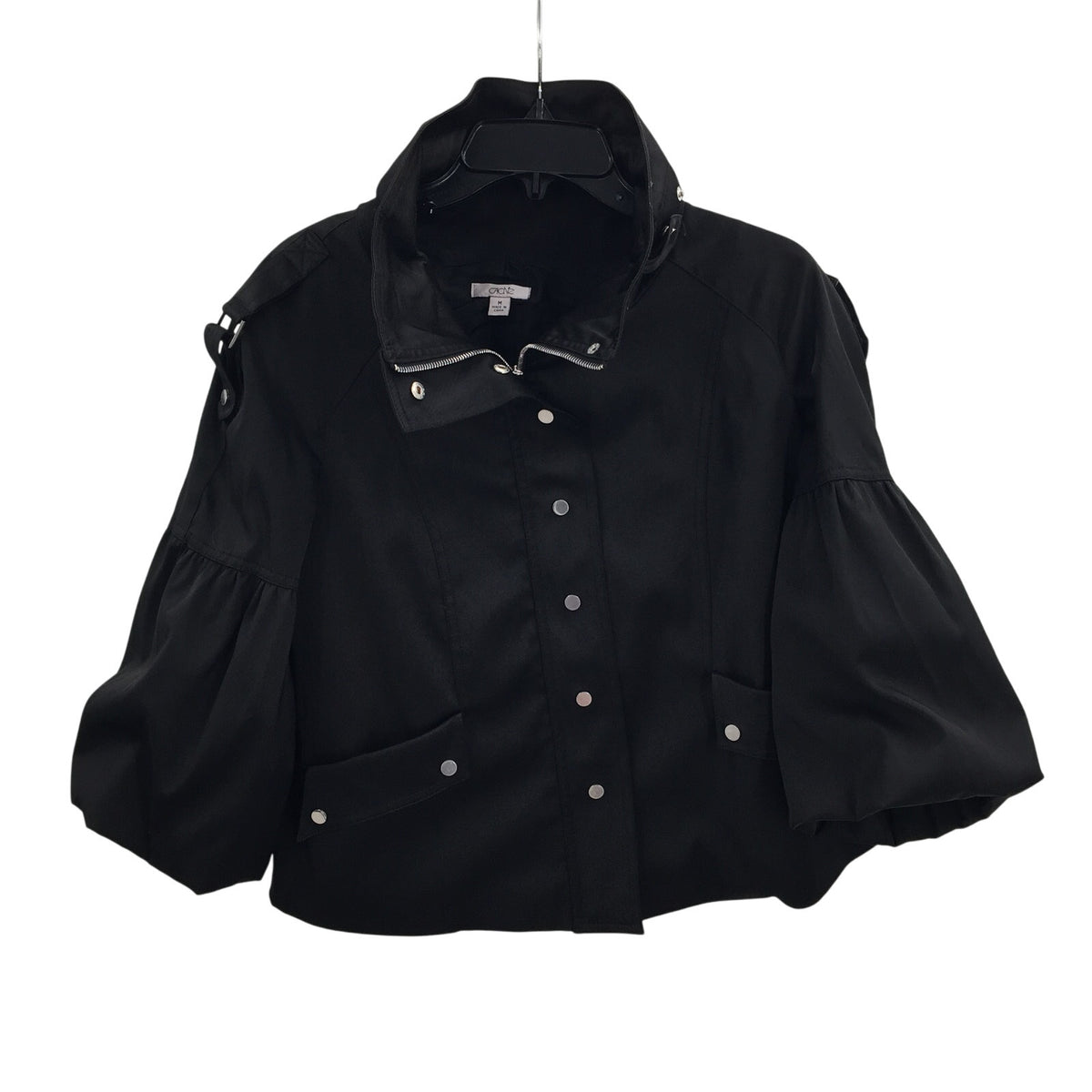 Cache 2pc Set Full Zip Cropped Jacket Flare Sleeves Black Medium Pants Multi zip