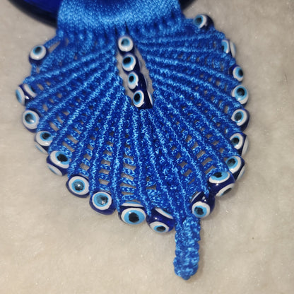Handmade Blue Evil Eye Talisman Greek Large 4x8 Hanging Good Luck Charm Glass
