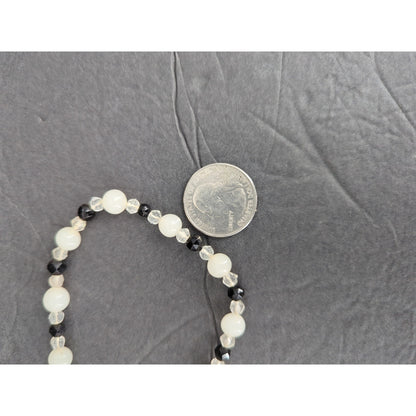 Vintage Double Strand Faux Pearl & Bead Layered Necklace Mid-Century Elegance