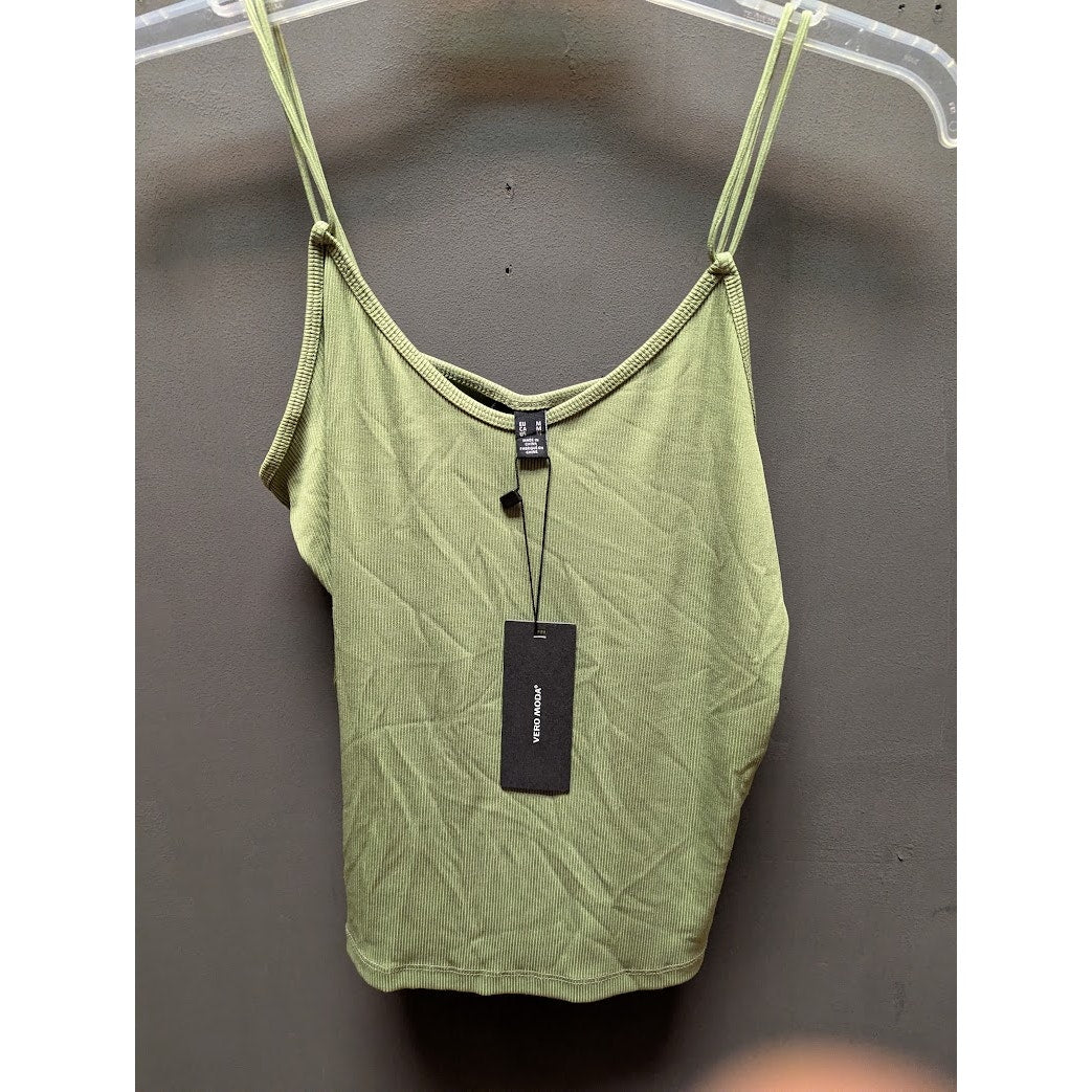 Vera Moda Sage Green Tank top ribbed Size Medium layering NEW