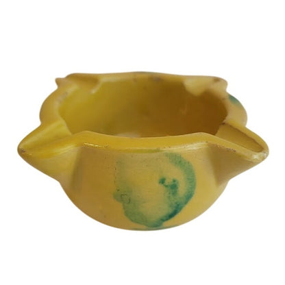 Vintage Traditional Spanish Yellow Ceramic Pottery Mortar Yellow glazed
