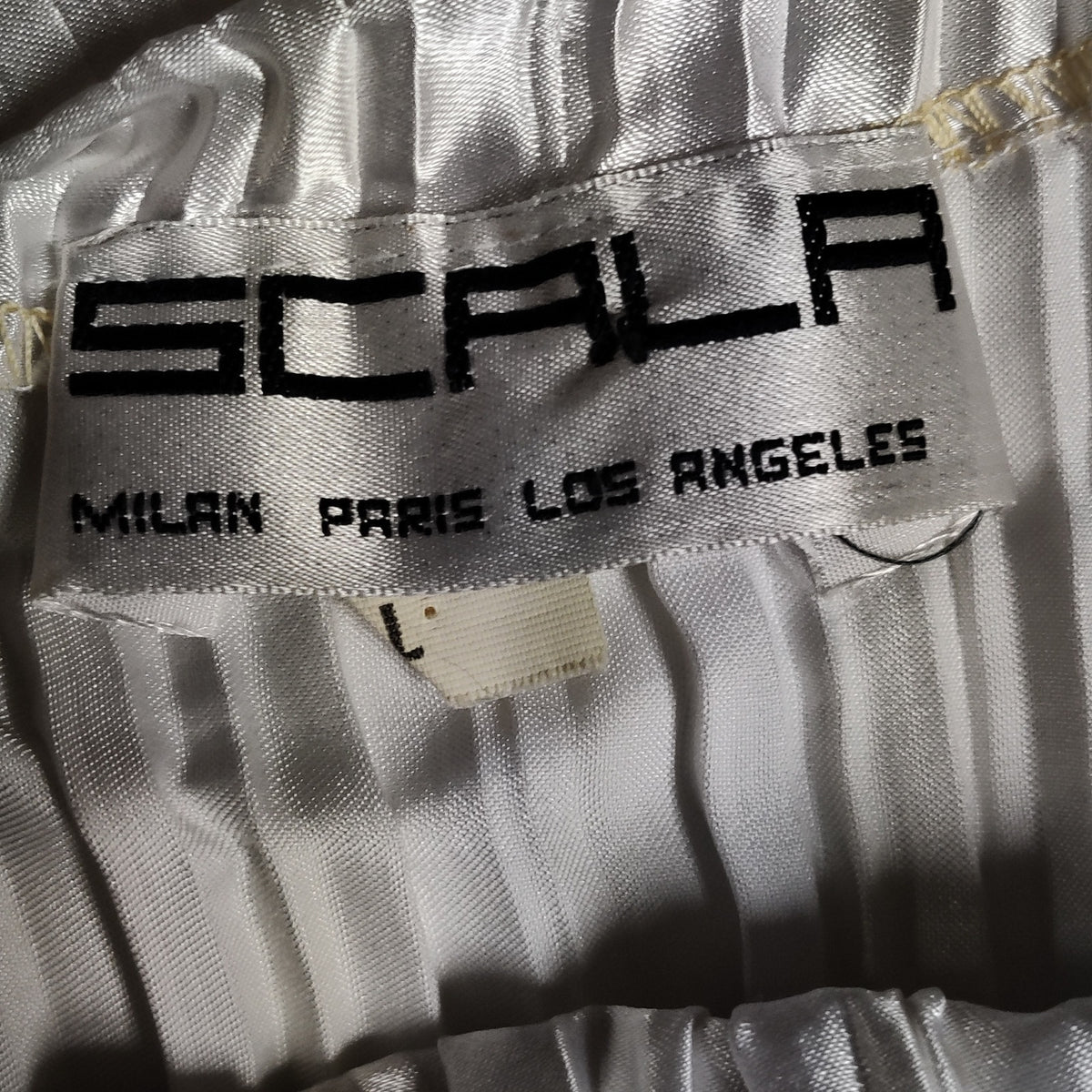 Vintage Scala Metallic Silver Pleated Maxi Skirt Liquid Satin 90s Y2K Size L