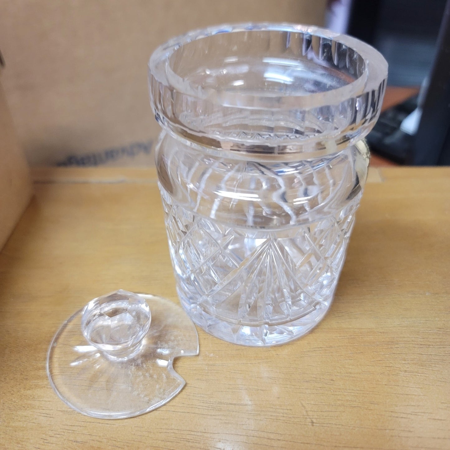 Vintage Waterford Crystal Jam Marmalade Condiment Jar with Lid Handmade Ireland