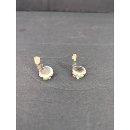 Vintage Pastel Iridescent Lucite Flower ClipOn Earrings Retro Mid Century Modern