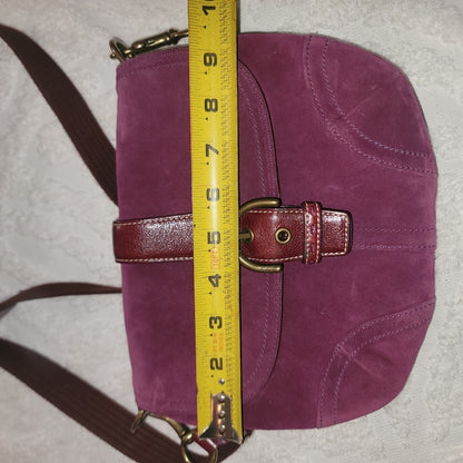 Coach Soho Magenta Suede Flap Shoulder Bag Vintage Y2K Boho Buckle Purse 10389