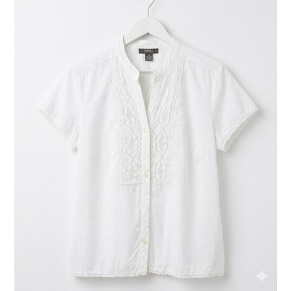 Style & Co. Size 18W womens white pintuck blouse lace detail Career Casual