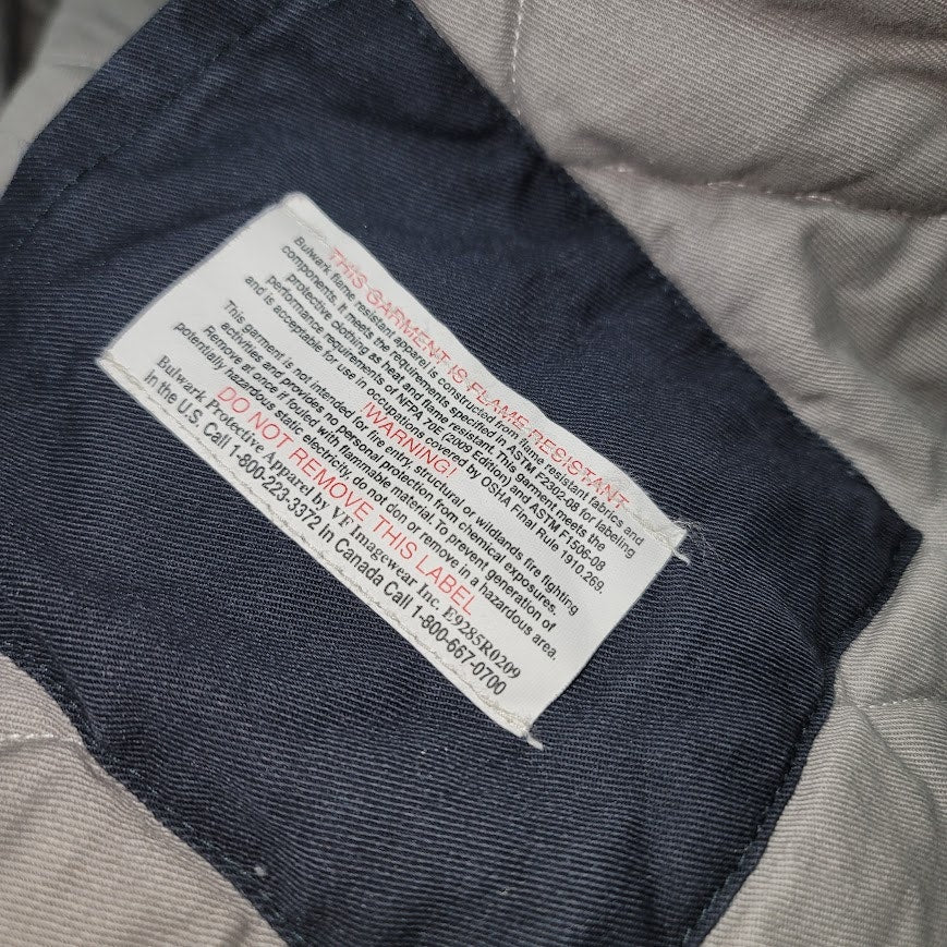 Bulwark FR Flame Resistant Bomber Jacket XL Navy Quilted Insulated Work Coat PPE