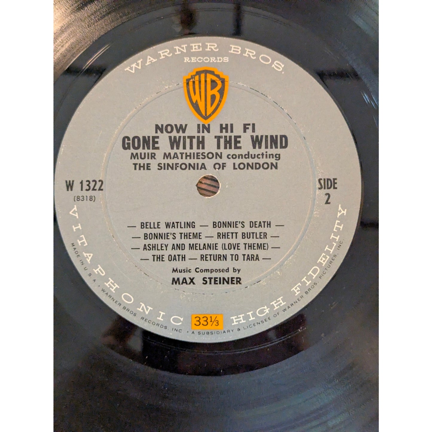 Vintage Gone With The Wind Muir Mathieson Warner Bros. W 1322 Mono Vinyl LP