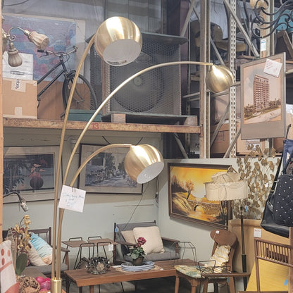 Secondhand Sandies: Satin Brass Ren Wil Dorset 3 Light 83" Tall LED Arc Floor Lamp Model: LPF3072