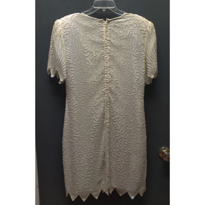 Denise Elle Vintage Heavy Beaded 100% Silk Cocktail Dress XXL