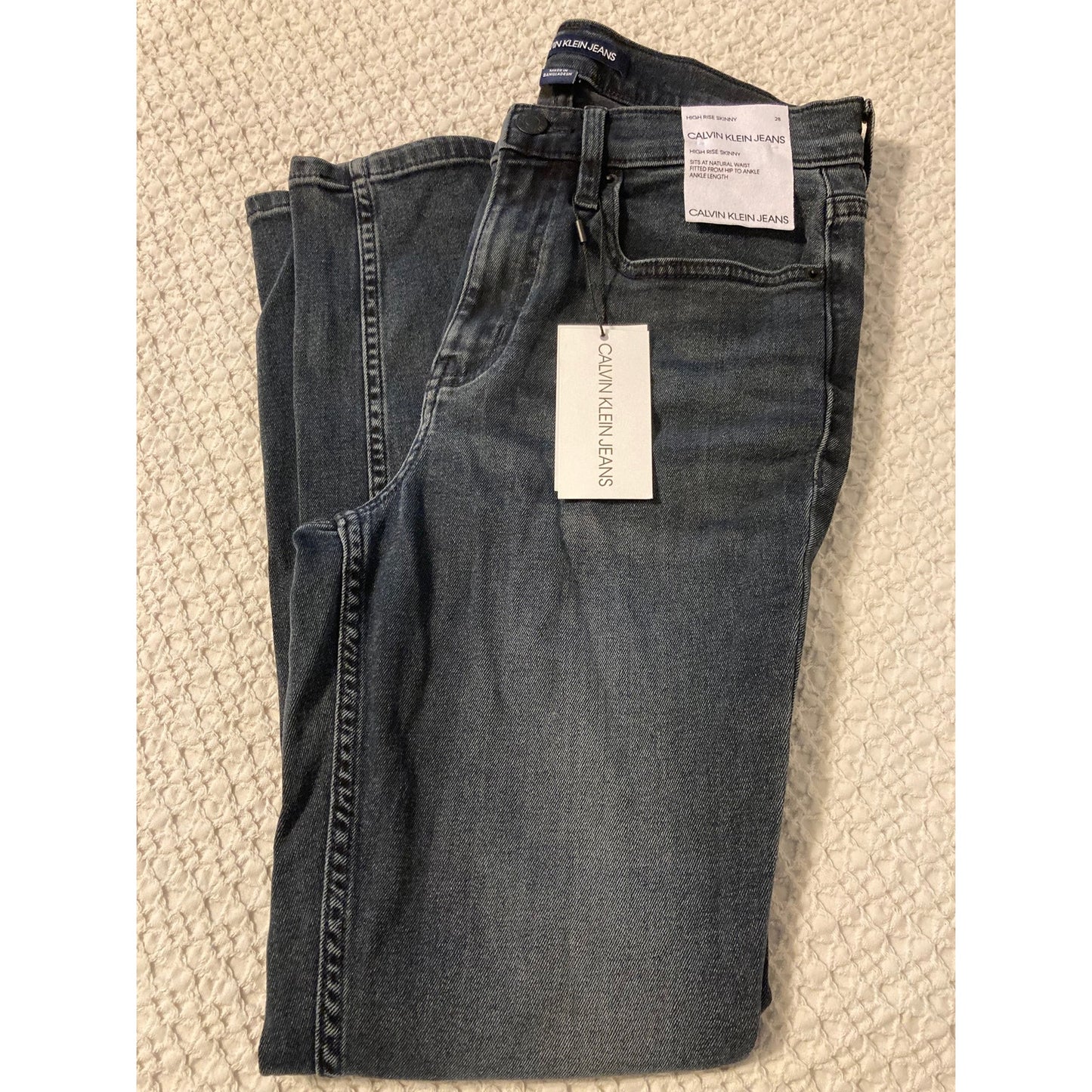 Calvin Klein Women's High Rise Skinny Ankle Length Jeans Size 29 Black/gray NWT