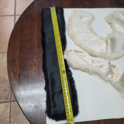 Vintage Fur and Faux Fur collars 2 White Rabbit and One black Faux Fur